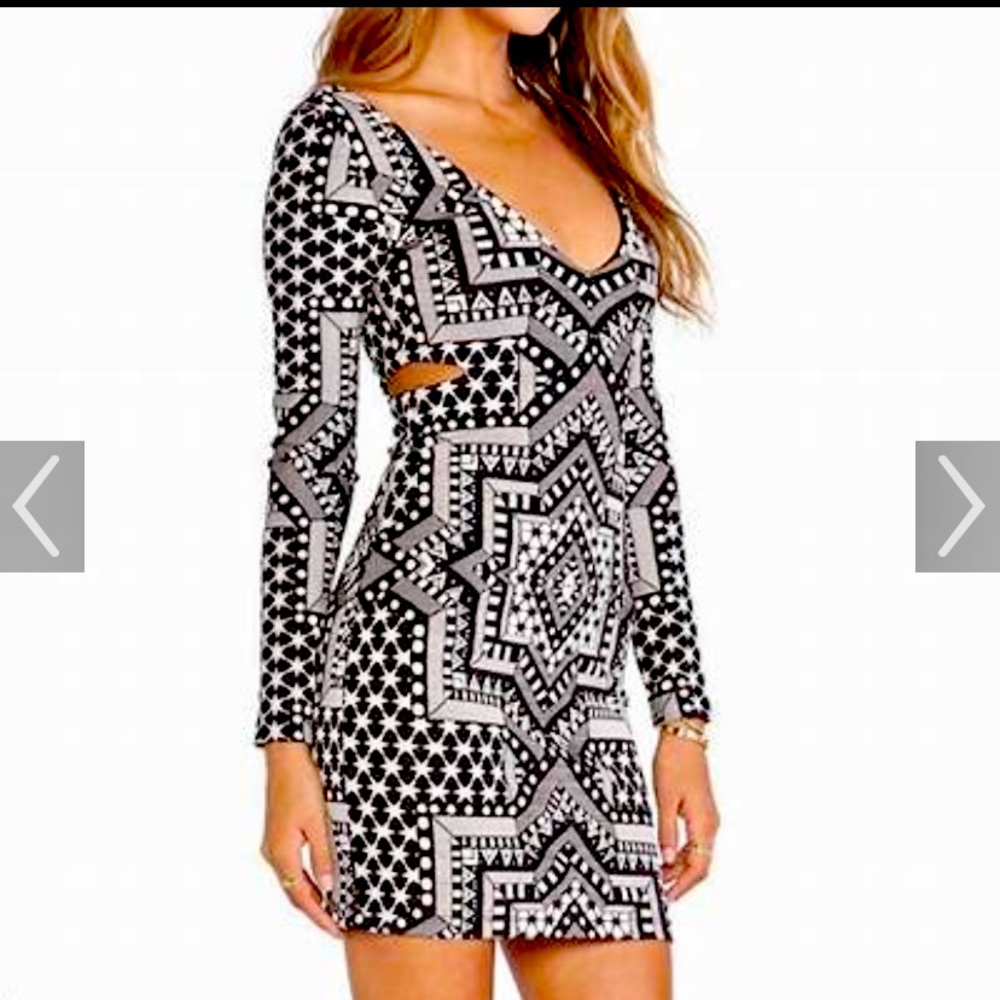 Mara Hoffman Star Jacquard Long Sleeve Mini Bodycon Dress - Medium